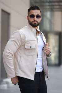 <b>Men's</b> Winter Khaki Waterproof Zip-Up <b>Long</b> Sleeve Overcoat Down <b>Coat</b> with <b>Grey</b> Goose Down Filling - Product Image 3