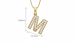 Elegante Colgante con Letra M en Oro Rosa de 14K con Diamantes Reales, Joyería Fina Personalizada de Lujo para Mujer - Product Image 2