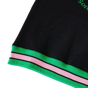 Sudadera de Felpa Verde Estampada de Invierno 1908 Aka COTTON con Franja Rosa, Puños Transpirables, Bolsillo Canguro y Capucha con Cuello Redondo - Product Image 4