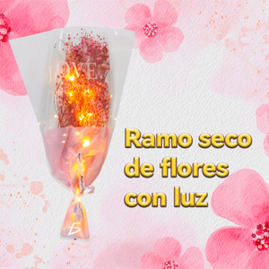 Bouquet Decorativo di Fiori di Riso con Luci LED Calde, Regalo Perfetto per San Valentino, Include Involucro in Cellophane e Batterie - Product Image 1