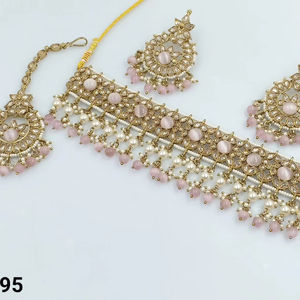 Indan Wholesale 2024 Latest <b>Fashion</b> Traditional Gold Plated Pearl <b>Choker</b> <b>Necklace</b> Set for Women - Product Image 1