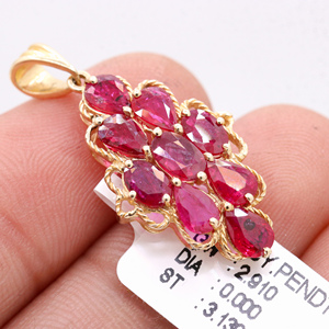 จี้อัญมณีทับทิมธรรมชาติทองคำบริสุทธิ์14K สีเหลืองเครื่องประดับหินบำบัดสันติภาพที่ไม่เหมือนใครได้รับการรับรองสำหรับปาร์ตี้ - Product Image 3