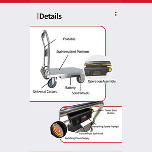 NK-202 Roestvrijstalen Elektrische <span class=keywords><strong>Trolley</strong></span> Opvouwbaar Ontwerp 300Kg Laadvermogen Kruiwagen Voor Fabrieksmagazijn Lading - Product Image 3
