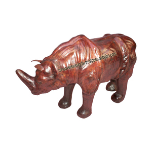 Figurine décorative en cuir de rhinosaure faite à la main, décoration de table personnalisée, statue en cuir de rhinosaure pour restaurant et bureau à domicile - Product Image 1