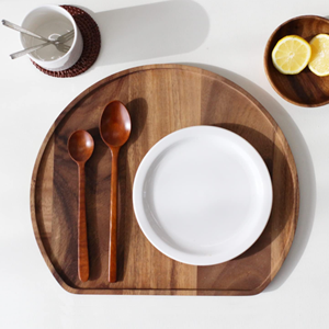 ถาดไม้อะคาเซียดูเป็นธรรมชาติหรูหราสำหรับเสิร์ฟอาหารที่จัดของตกแต่งโต๊ะไม้จัดแสดงอาหารราคาถูกขายส่งจากเวียดนาม - Product Image 2