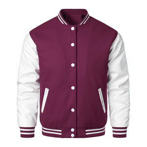 Chaqueta Varsity de Invierno para Hombre, Estilo Moderno y Personalizado, Cuello Alto, Lona con Logotipo Frontal, Estilo Béisbol, Aspecto de Cuero - Product Image 1