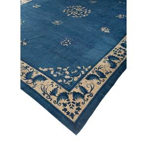 Alfombra de Lana Anudada a Mano Azul Aalam Paem-1059 con Patrón Floral Abstracto para Sala de Estar, Pasillo, Entrada - Alfombra Rectangular Tipo Rompecabezas - Product Image 2