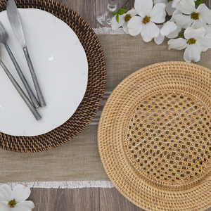 Napperons en rotin rustique en vrac assiettes de chargeur faites à la main naturelles durables écologiques pour les événements de banquet de mariage de restaurant - Product Image 2