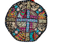 Housse de pouf ottoman traditionnelle en coton fait main indien, patchwork multicolore, décoration d'intérieur, chambre à coucher, salon, pliable, mariage, Haldi