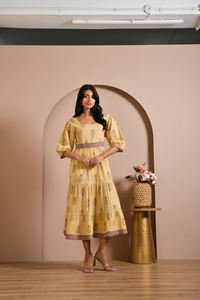 Vestido Midi de Algodón con Estampado de Bloques de Jaipur para Mujer, Fabricación al por Mayor OEM, Talla y Etiqueta Personalizadas, Proveedor de Fábrica - Product Image 2