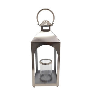 Set Of 2 <b>Large</b> Size Iron & Glass <b>Lantern</b> With Handle Silver Color <b>Lantern</b> For Wedding & Festival Decoration Customized - Product Image 1