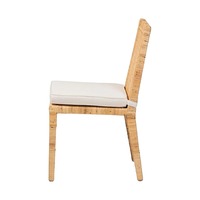 Chaise de salle à manger en rotin naturel avec coussin en coton, assise en osier faite à la main pour les intérieurs traditionnels et anciens