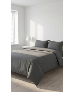 Parure de lit de luxe 4 pièces en polycoton, gris uni, comprenant une housse de couette, un drap-housse et des taies d'oreiller, pour la maison, l'hôtel et l'hôpital - Product Image 3