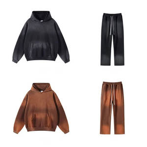 Conjunto Deportivo Informal Unisex Vintage de Primera Calidad a Precio Razonable, Sudadera con Capucha y Pantalones Deportivos de Estilo Lavado a la Piedra - Product Image 5