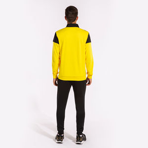 Ensemble de sweats à capuche jaunes et noirs 100% coton mélangé polyester, col à capuche uni, pull à capuche long avec cordon de serrage, tailles plus grandes, tricoté - Product Image 4