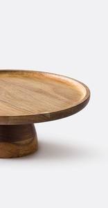 Base Redonda para Pastel de Madera de Acacia con Pedestal, Bandeja Rústica de Madera para Exhibir Postres, Frutas y Decoración de Bodas - Product Image 4