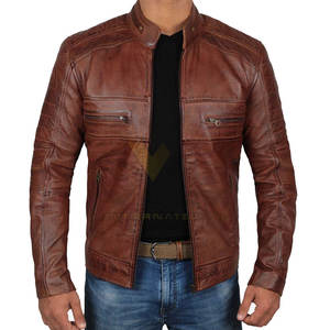 Veste en cuir à capuche pour homme de la meilleure qualité pour l'automne et l'hiver, tissu en cuir véritable léger en stock - Product Image 1