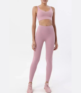 Conjunto de entrenamiento para mujer, mallas fruncidas de cintura alta, Sujetador deportivo de apoyo, ropa deportiva suave y transpirable para Yoga, correr de talla grande - Product Image 4