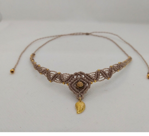 Necklace Micro Macrame Beige Pearl Jasper Necklaces <b>Chain</b> Anniversary Gifts for Mom Lover - Product Image 2