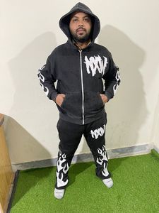 ชุดวอร์มปักลายสำหรับซักด้วยกรดซักเหงื่อเสื้อครอปสีดำปักโลโก้ออกแบบได้ตามต้องการ - Product Image 4