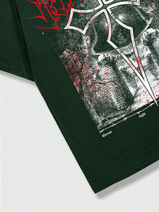 T-shirt personnalisé à manches courtes en coton avec impression par transferts de chaleur pour hommes avec personnalisation complète - Product Image 5