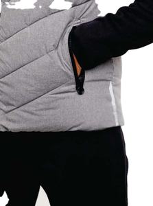 Custom Grey Coated Hooded <b>Patchwork</b> Puffer <b>Jacket</b> 100% Polyester Regular Sleeve Autumn <b>Jacket</b> with Zip Pockets OEM Manufacturer - Product Image 5