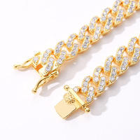 Bracelet cubain 9 mm serti de zircons, simple rangée, style minimaliste hip-hop, bijou tendance pour hommes et femmes