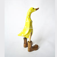 Figurine de canard à pois jaunes, artisanale en bambou, art moderne unique, décorative, écologique, cadeau de mariage, de remise de diplôme ou de décoration intérieure