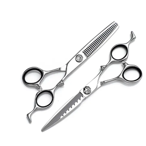 Ensemble de coiffure professionnel en acier inoxydable rasoir droit ciseaux de barbier minces outils de beauté Applications de cheveux à pointe pointue - Product Image 1