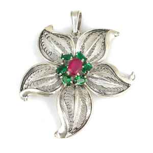 925 Sterling Silver Religious Jewelry Pendant Rhodium Plated Flower Jesus <b>Cross</b> Pattern Crystal Diamond <b>Gold</b> Pearl Main Material - Product Image 1