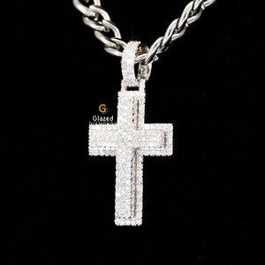 Unique <b>Cross</b>-Style Shiny Lab-Grown Diamond <b>Pendant</b> in 925 Sterling <b>Silver</b> Fully Ice Brilliant Cut with VVS Clarity for Parties - Product Image 4