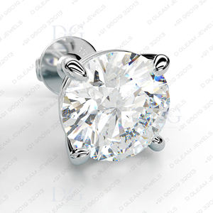 Children's White Gold Rose Gold 4 Prong Three Rail <b>Set</b> Trendy 2 Ct Moissanite Diamond <b>Stud</b> <b>Earrings</b> for Wedding Anniversary - Product Image 5