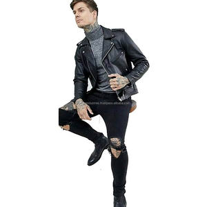 Chaqueta de Cuero Genuino de Vaca Negra para Motociclista, Estilo Rocker Retro - Product Image 3
