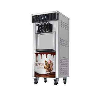 Machine à glace commerciale verticale entièrement automatique en acier inoxydable de qualité supérieure, pour cornets, trois couleurs, glace molle, 2300W 220V - Product Image 1
