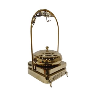 Calentador de Comida Redondo de Lujo, Dorado, de Acero Inoxidable, con Soporte para Buffet, para Hotel, Restaurante, Bodas, Eventos de Catering - Product Image 4