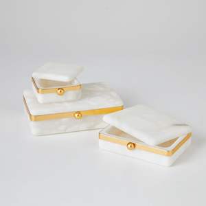 Ensemble de boîtes de rangement en résine à motifs de chevrons multicolores Boîtes de rangement décoratives élégantes pour la décoration intérieure moderne Solutions uniques - Product Image 6