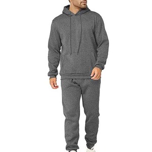 100% coton polaire haute qualité plaine vierge survêtements à capuche et survêtement 2 pièces ensembles pour hommes avec logo personnalisé couleur Design - Product Image 3