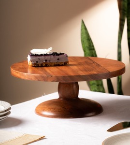 Soporte Moderno de Madera para Tartas, Base de Cúpula Lisa, Madera de Acacia Natural Hecha a Mano, Ecológico, Exhibidor de Postres para Fiestas y Hogar - Product Image 5