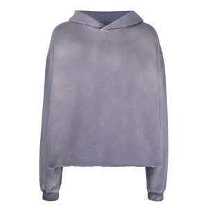 เสื้อฮู้ดดี้ผู้ชายคุณภาพสูง สไตล์วินเทจ ล้างสีแบบแอซิด ซีดจาง ทำสีซีดแบบดิสเทรส สำหรับฤดูหนาว สตรีทแวร์ ทรงบ็อกซี่ ซิปคู่ ผ้าฟลีซ 100% ผ้าฝ้าย - Product Image 3