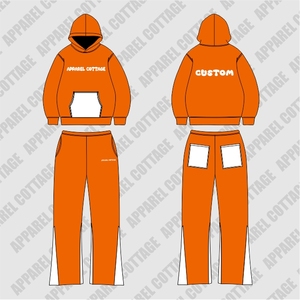 Algodón Poliéster Tallas grandes Bolsillos de contraste ecológicos Pantalones acampanados Sudadera con capucha Ropa deportiva Conjuntos de chándal transpirables Estampado para hombres - Product Image 4