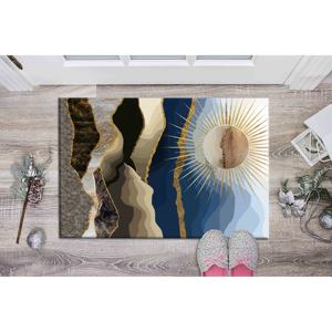 Tapis imprimé paysage soleil et montagne, tapis décoratif bohème effet 3D, tapis en chenille - Product Image 5