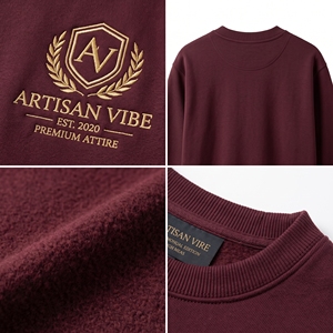 เสื้อสเวตเชิ้ตคอกลมผู้ชายสีเขียวอมฟ้าทรงปกติ พิมพ์ลายลำลองสำหรับใส่ในฤดูใบไม้ร่วง พร้อมลายปัก - Product Image 4