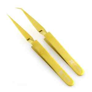 KOUNAIN Pince à cils professionnelle en acier inoxydable Embouts en fibre de nano faits à la main Formes coudées courbes droites disponibles - Product Image 5