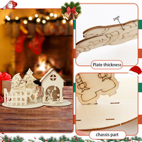 Vietnam scène décor ensemble arbre renne table cadeau boîte en bois ornements de noël avec maison bonhomme de neige