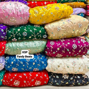 High Quality Fendy Design Nonwoven Embroidered Fabric with Floral Beads <b>Work</b> Medium Weight <b>for</b> Fashion Garment and <b>Bag</b> Making - Product Image 1