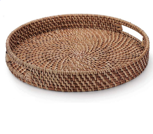 Nouveau design plateau rond en rotin plateau de fruits naturels en rotin fait à la main plateaux de service en rotin personnalisés - Product Image 2