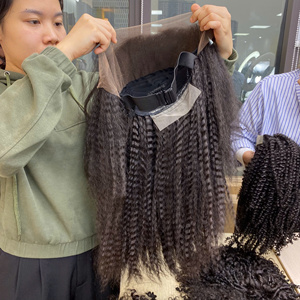 22-inch kinky thẳng tóc giả chất lượng cao Remy Tóc máy Đôi sợi ngang đạt được giấc mơ kiểu tóc trong vài phút từ Việt Nam nhà máy - Product Image 3