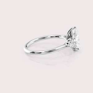 IGI Certified Pear Cut Lab Grown Diamond Engagement / Wedding <b>Ring</b> with Cluster Side Diamonds in Solid 925 Sterling Silver - Product Image 3