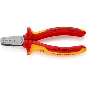 Pince à sertir les extrémités des fils KNIPEX, poignées multi-composants, longueur totale 145 mm, 0,25-2,5 mm (AWG 23-13), accessoires de gestion des câbles - Product Image 1