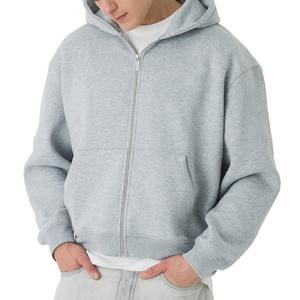 เสื้อฮู้ดซิปเต็มตัวสีเทาเฮเทอร์ ยูนิเซ็กซ์ คุณภาพหรูหรา ผ้าฝ้ายฟลีซ 100% เนื้อหนา นุ่มสบาย ทันสมัย เสื้อฮู้ดซิปผู้ชาย - Product Image 5